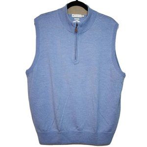 Peter Millar 1/4 Zip Sweater Vest Merino Wool Sky Blue - Men's XL